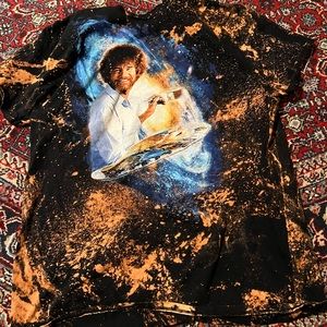 Bleach dye bob Ross shirt
